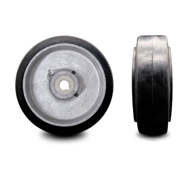 10" x 3" Rubber Tread on Cast Iron Keyed Drive Wheel- 1-1/4" Bore